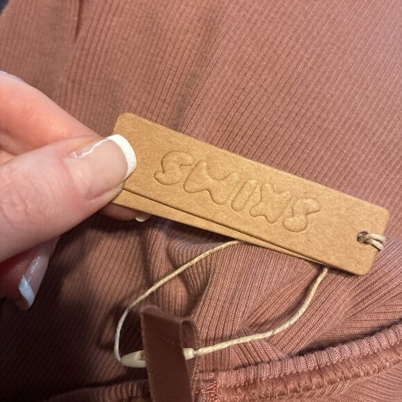 skims New rose clay Tan Pink ribbed bodysuit Cotton Elastane Xs - Picture 5 of 5